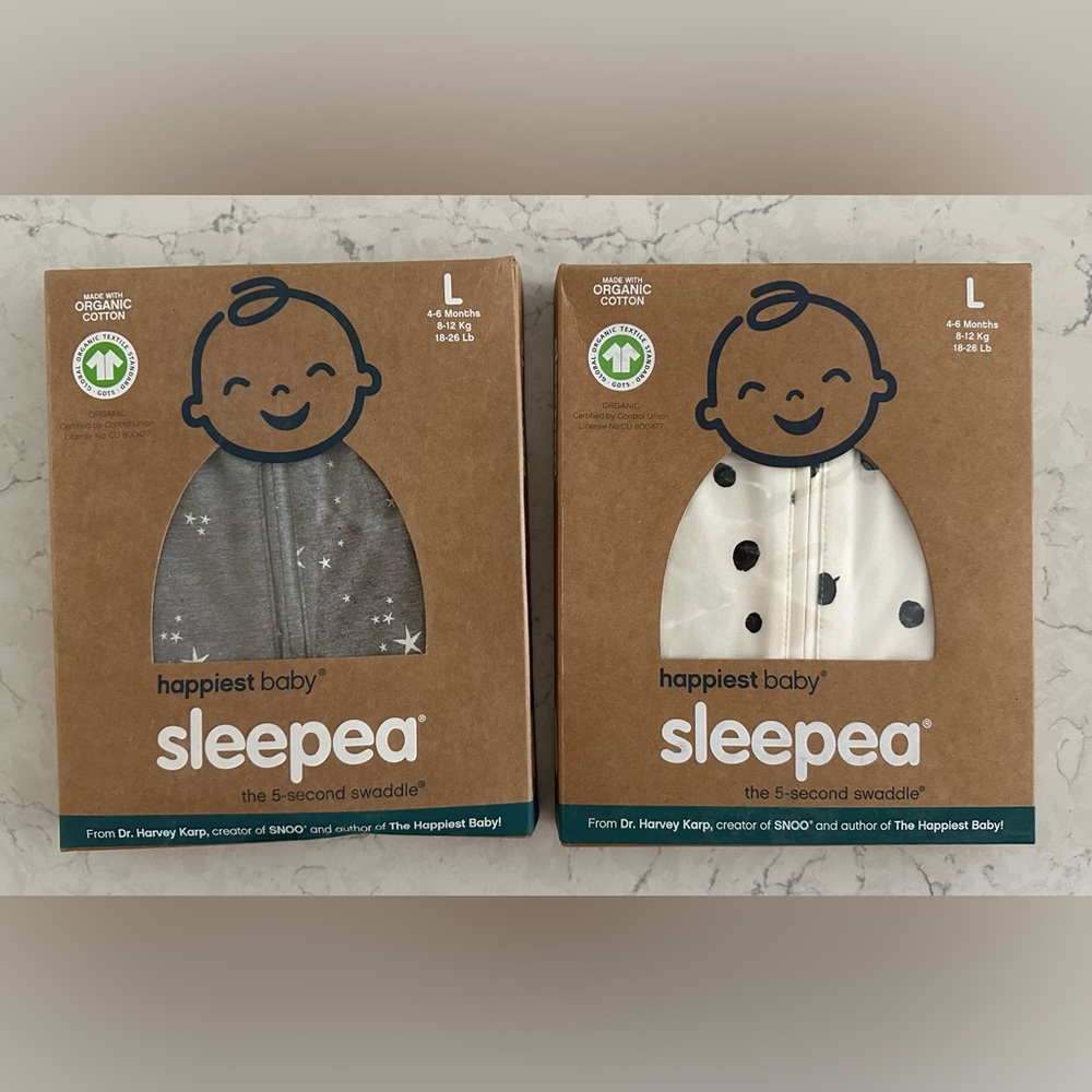 New In Box Happiest Baby Sleepea 5 Second Swaddle - LARGE - Bundle of 2